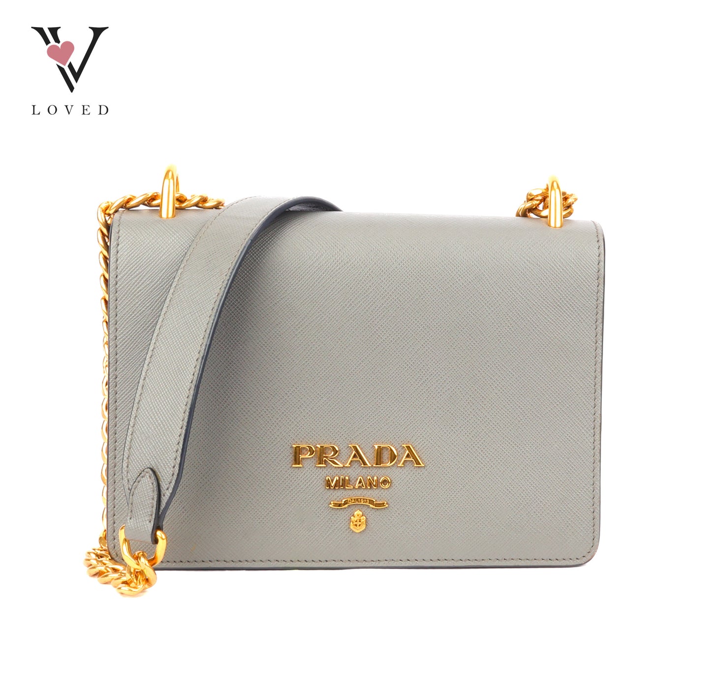 Prada Saffiano Chain Shoulder Bag in Grey