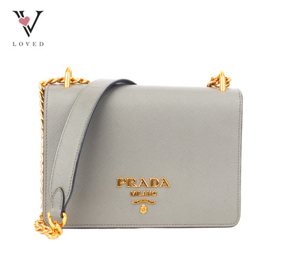 Prada Saffiano Chain Shoulder Bag in Grey