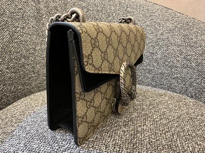 Gucci Dionysus GG Supreme Canvas Bag In Black Suede