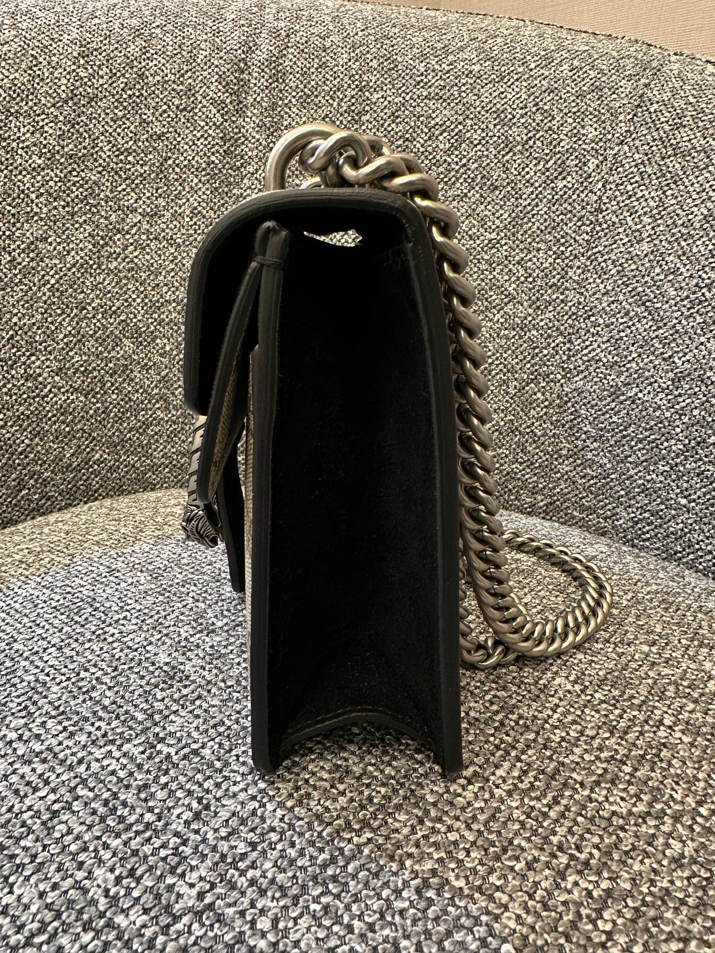 Gucci Dionysus GG Supreme Canvas Bag In Black Suede