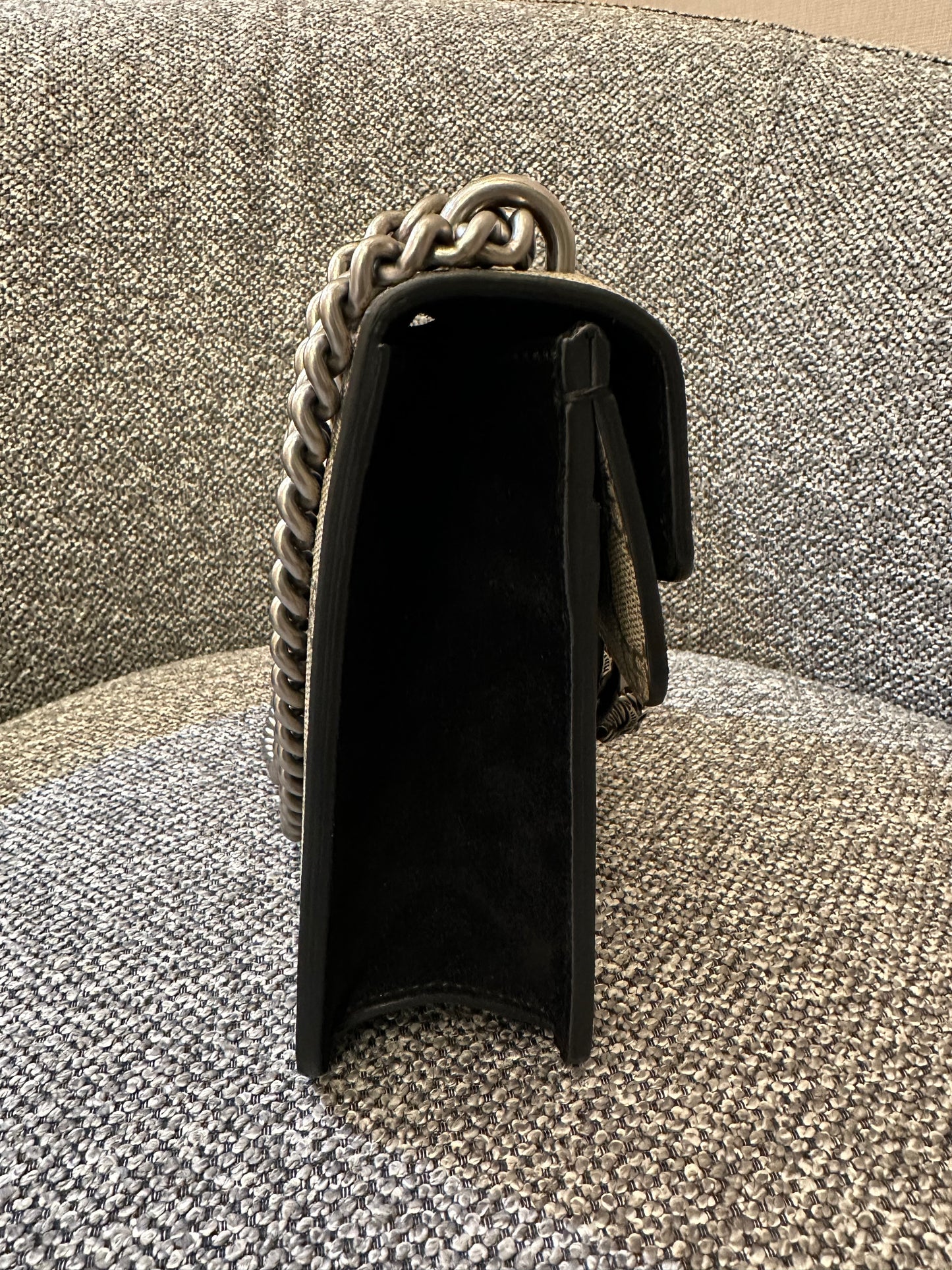 Gucci Dionysus GG Supreme Canvas Bag In Black Suede