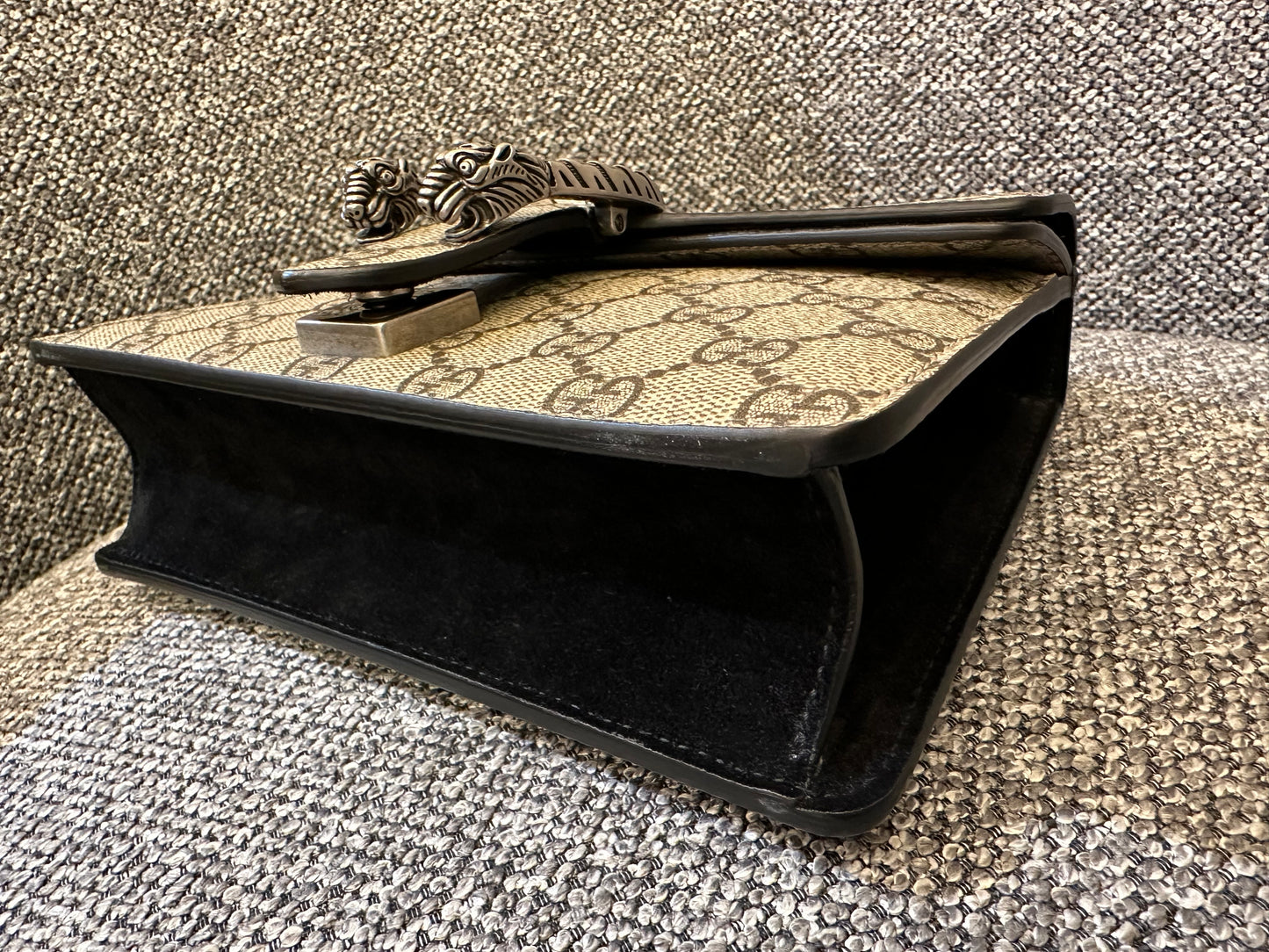 Gucci Dionysus GG Supreme Canvas Bag In Black Suede