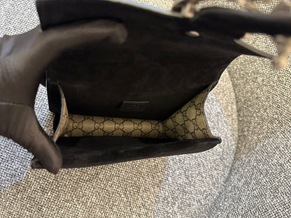 Gucci Dionysus GG Supreme Canvas Bag In Black Suede