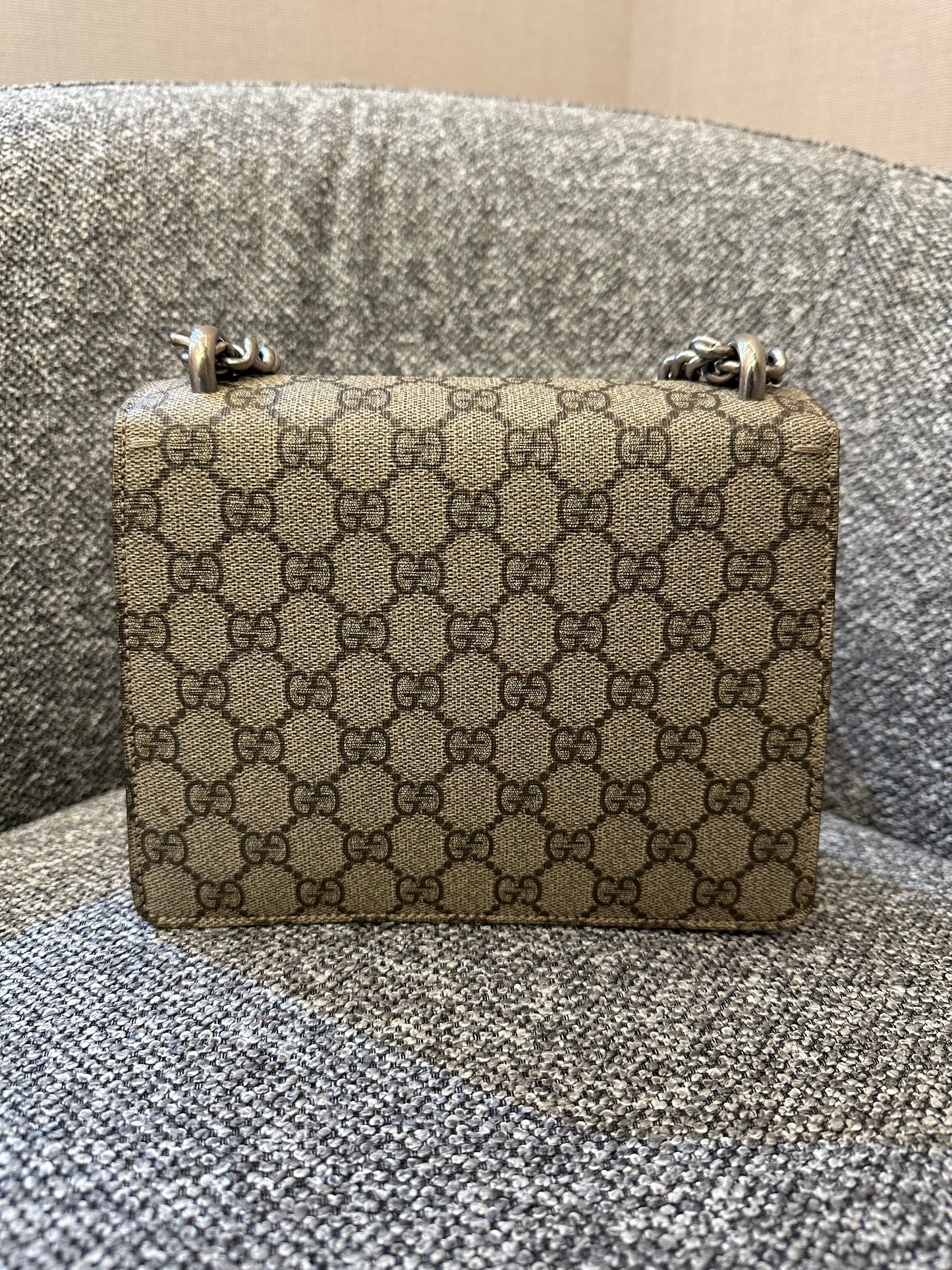 Gucci Dionysus GG Supreme Canvas Bag In Red Suede
