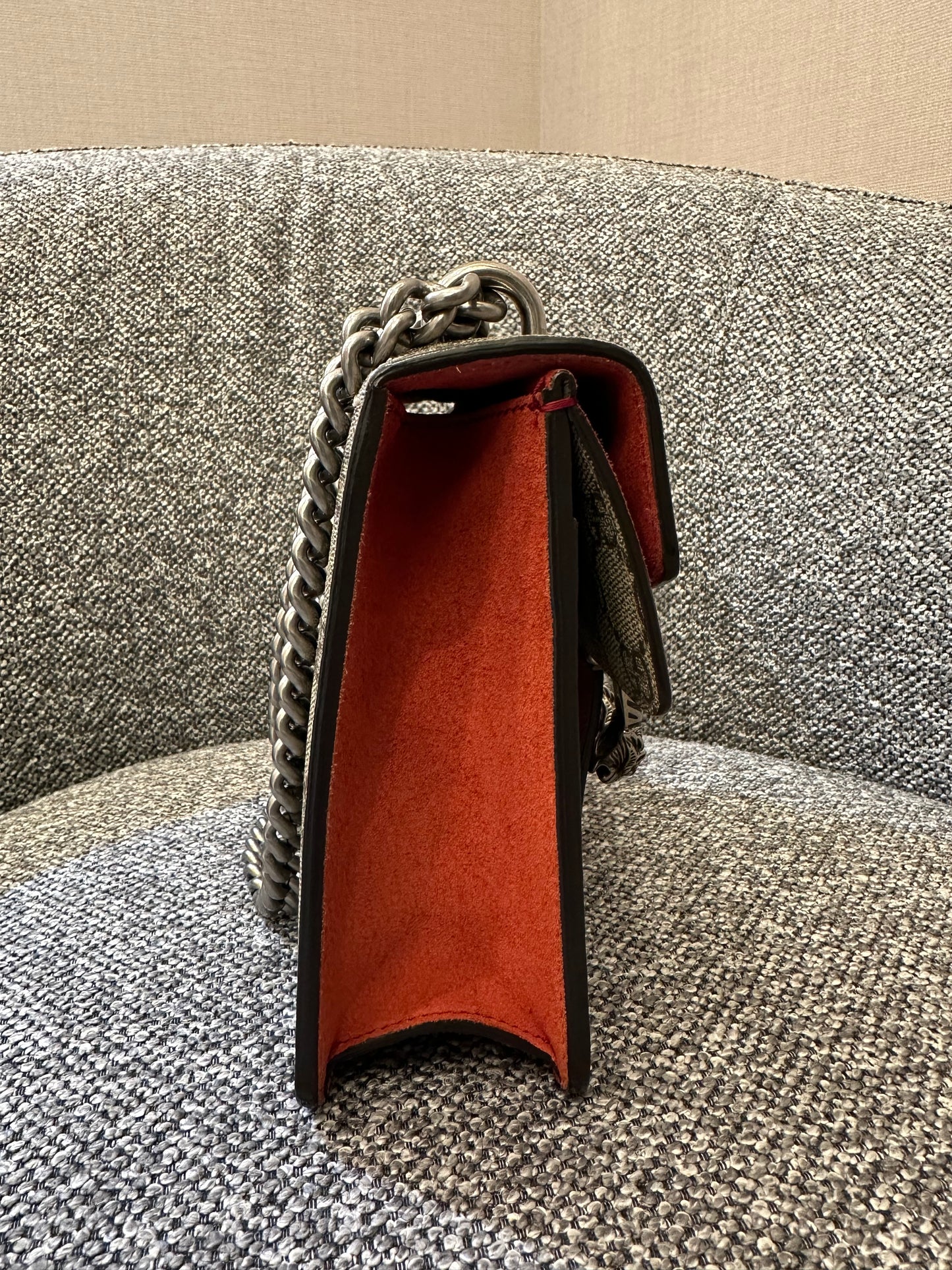 Gucci Dionysus GG Supreme Canvas Bag In Red Suede