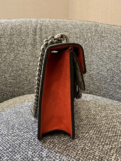 Gucci Dionysus GG Supreme Canvas Bag In Red Suede