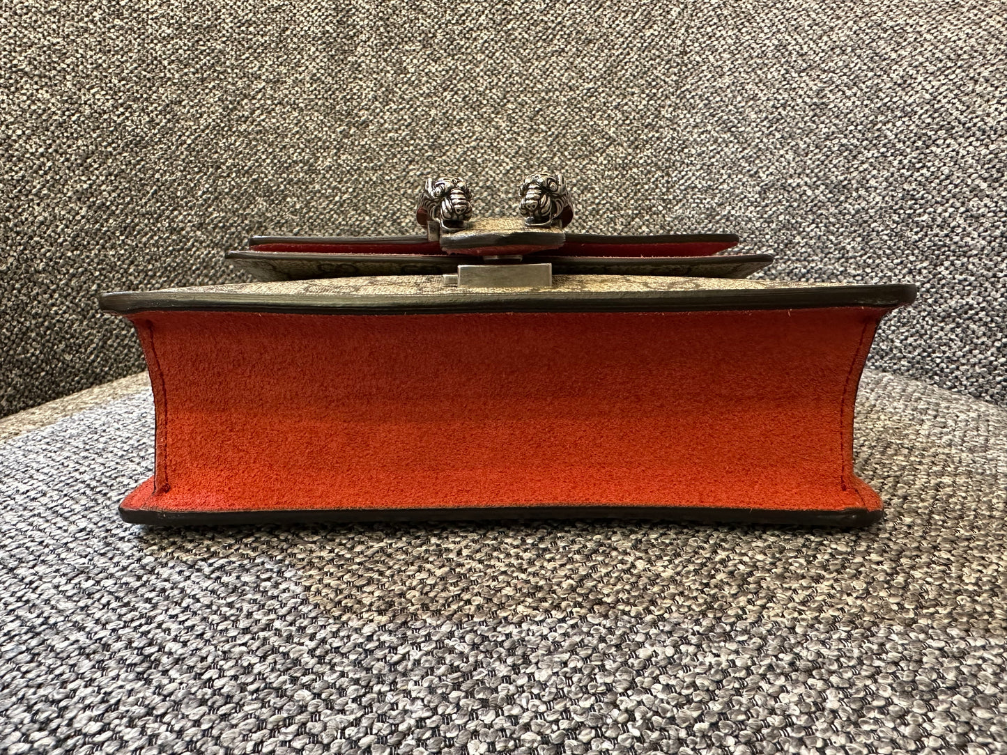 Gucci Dionysus GG Supreme Canvas Bag In Red Suede