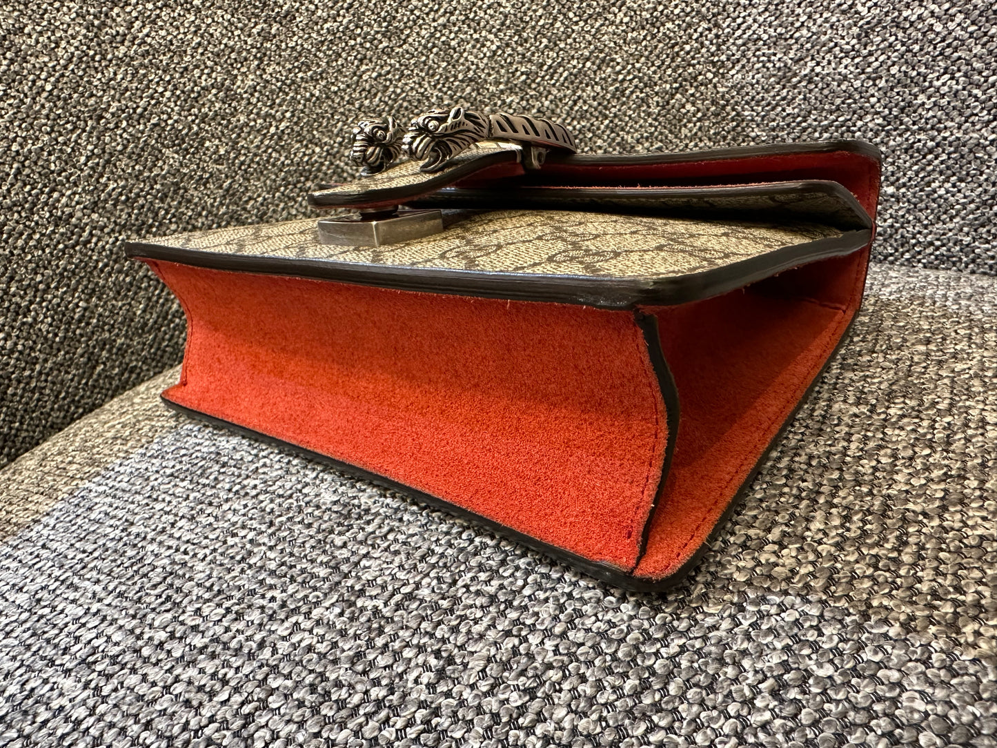 Gucci Dionysus GG Supreme Canvas Bag In Red Suede