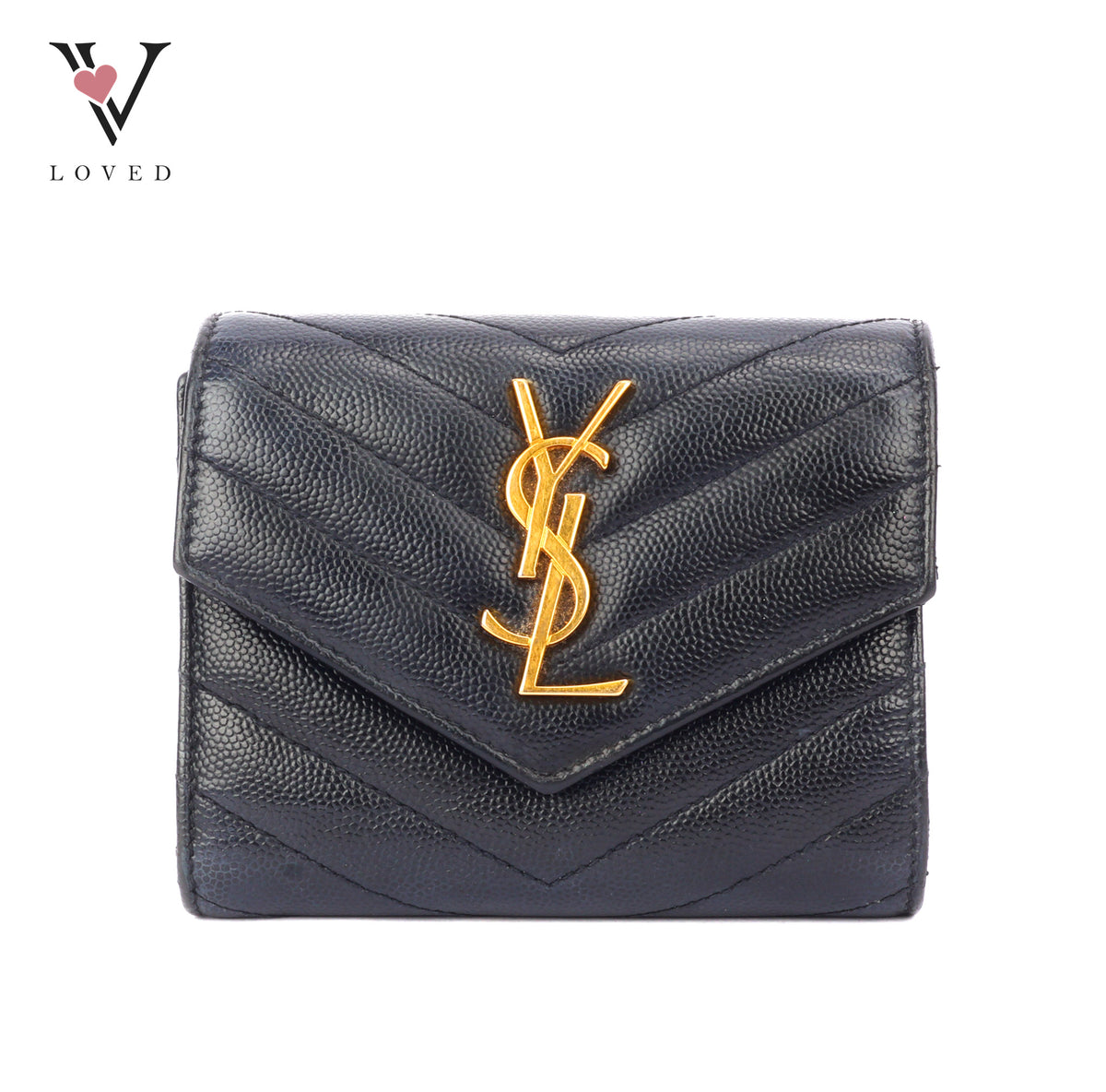 Yves Saint Laurent Cassandre Matelasse Compact Tri-fold Wallet