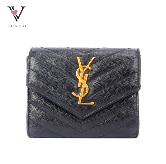 Yves Saint Laurent Cassandre Matelasse Compact Tri-fold Wallet