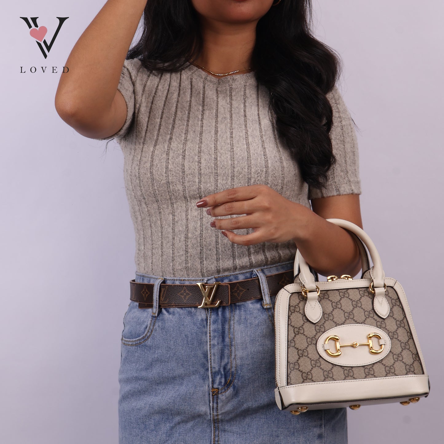 Horsebit 1995 White Mini Top Hand Bag