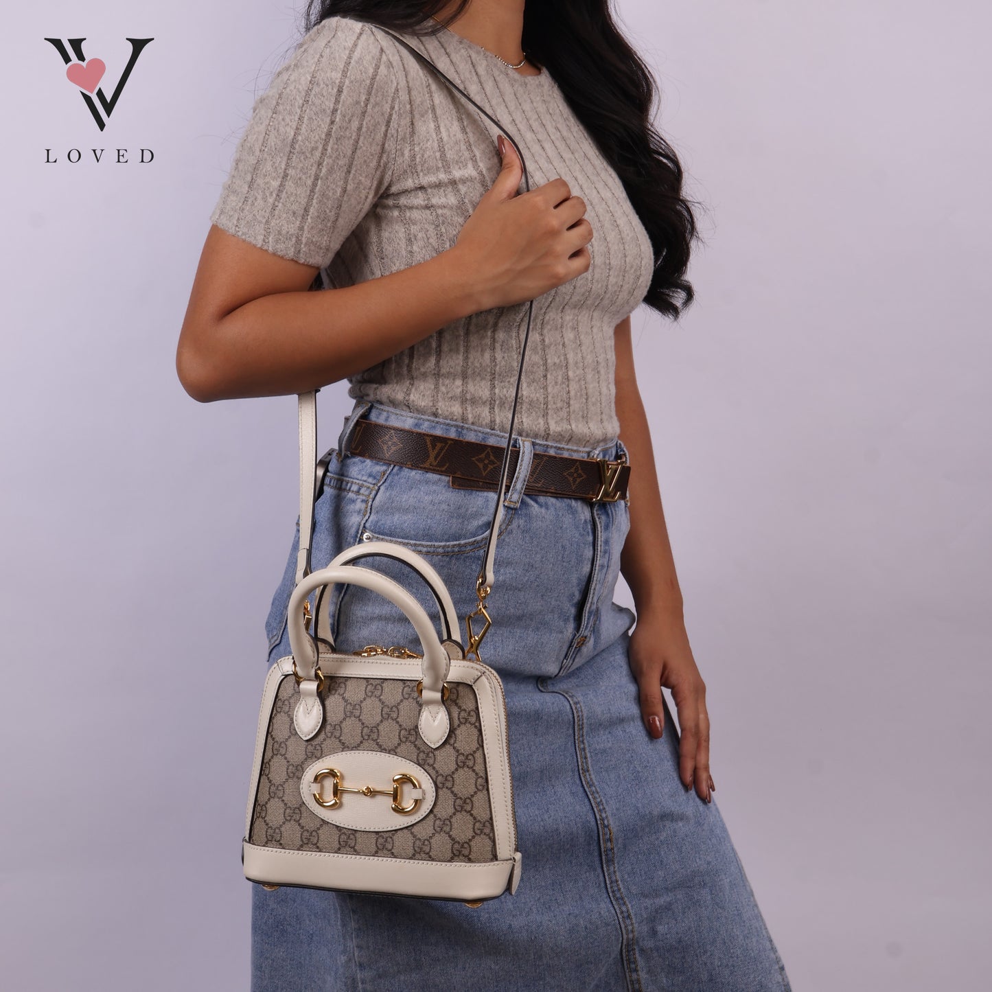 Horsebit 1995 White Mini Top Hand Bag