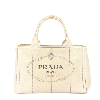 Prada Canapa Tote Bag In Grey Denim Canvas