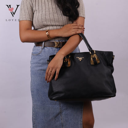 Two-way Bag In Black Leather