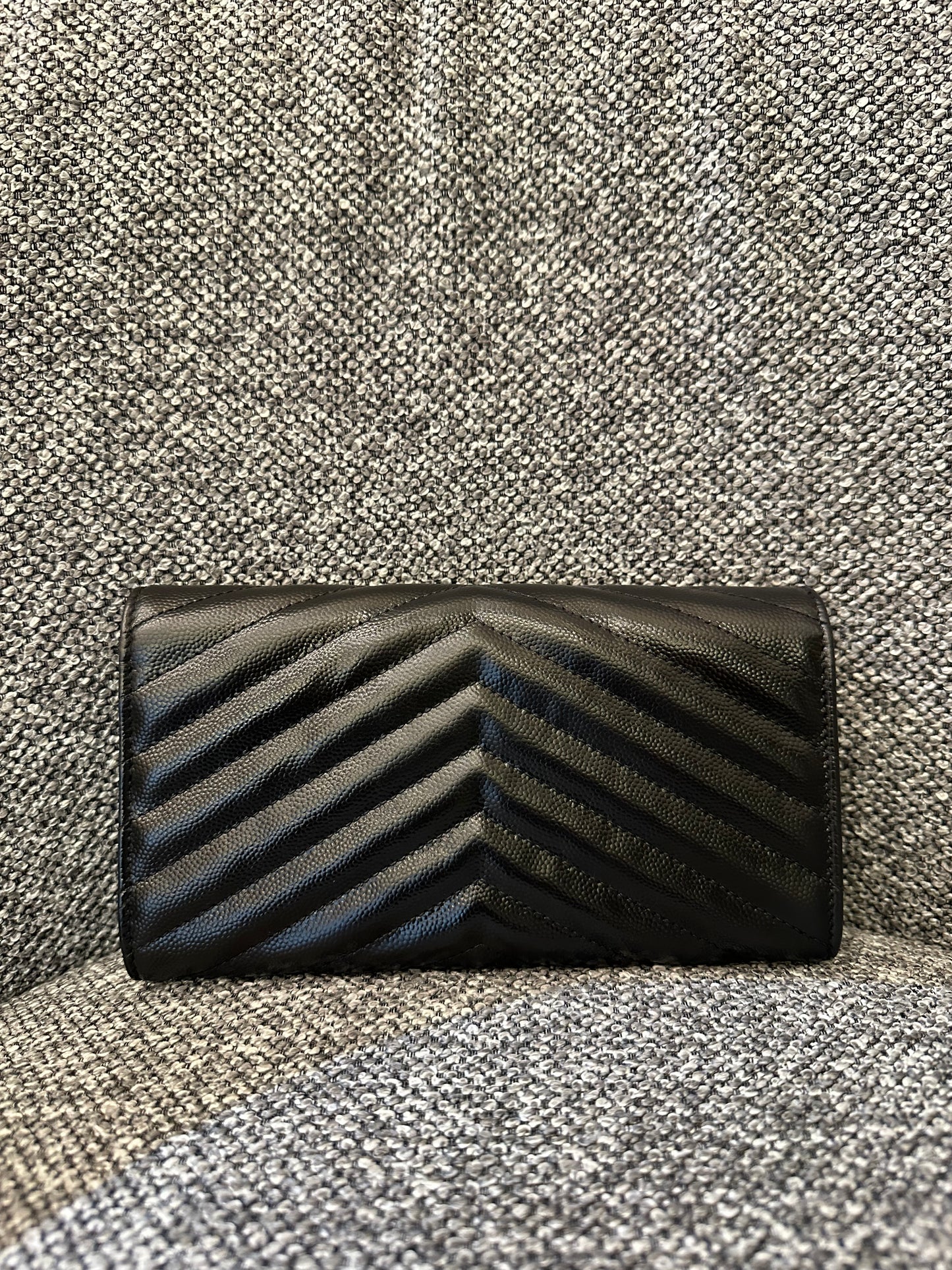 Yves Saint Laurent Cassandre Matelassé Wallet in Black Leather