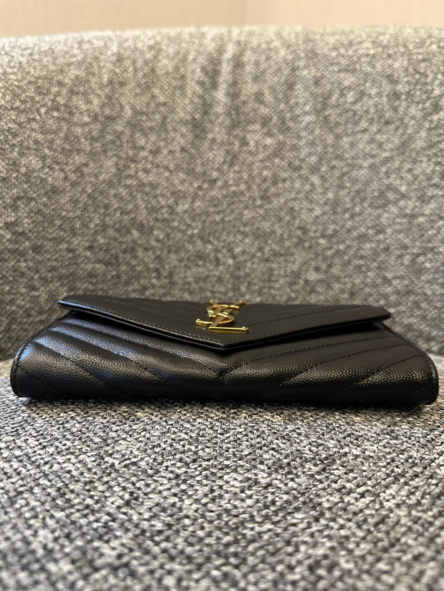 Yves Saint Laurent Cassandre Matelassé Wallet in Black Leather