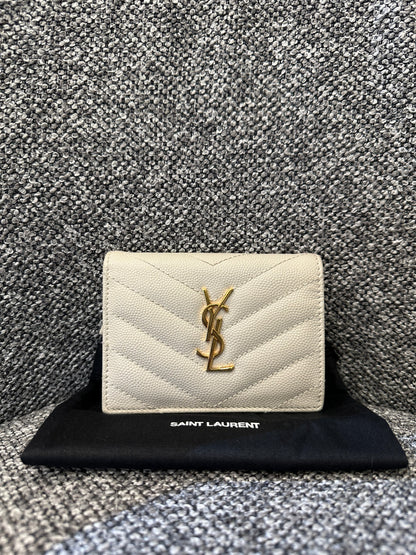 Yves Saint Laurent Cassandre Matelassé Small Envelope Wallet in Grain De Poudre Leather