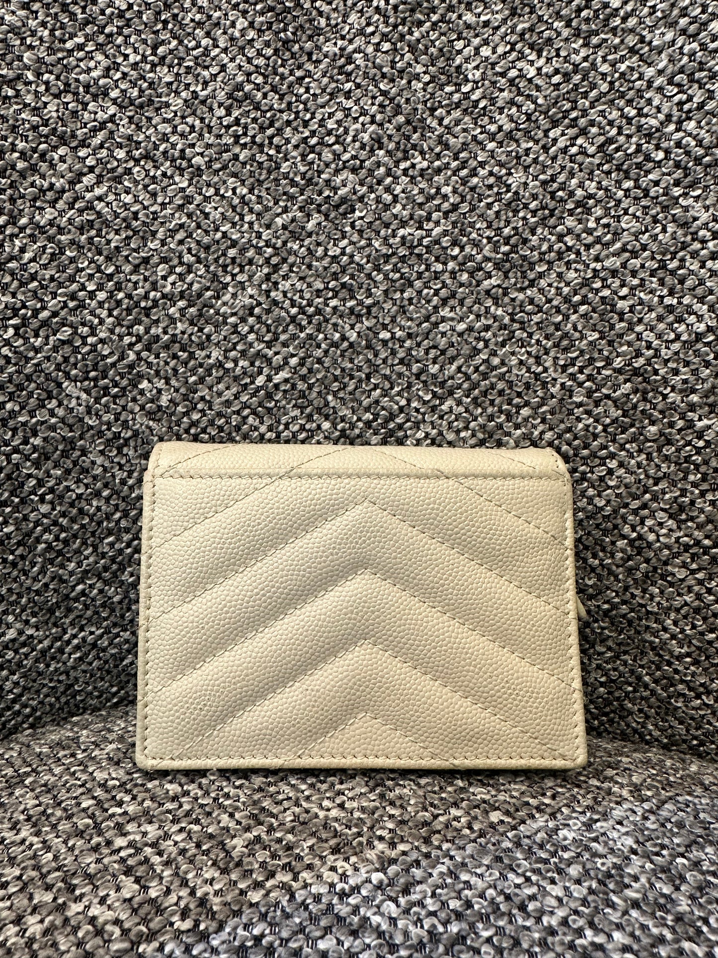 Yves Saint Laurent Cassandre Matelassé Small Envelope Wallet in Grain De Poudre Leather