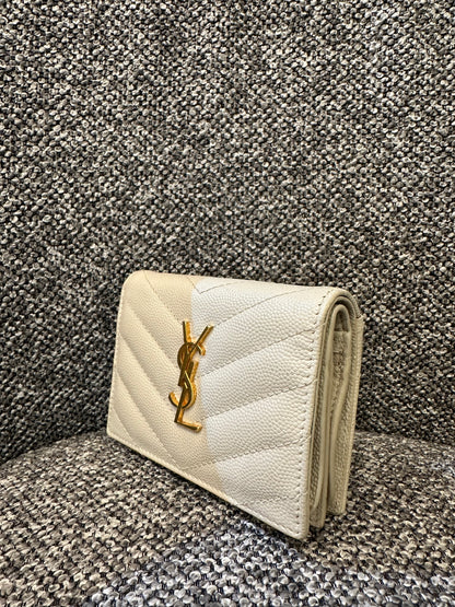 Yves Saint Laurent Cassandre Matelassé Small Envelope Wallet in Grain De Poudre Leather