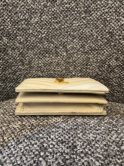 Yves Saint Laurent Cassandre Matelassé Small Envelope Wallet in Grain De Poudre Leather