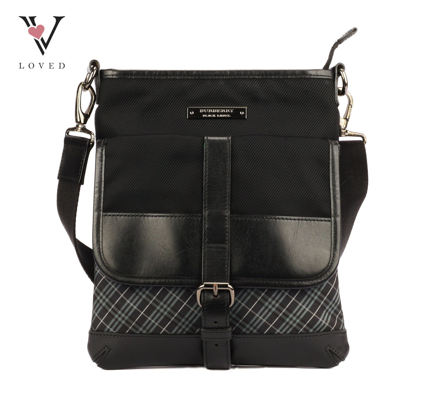 Burberry Black Label Crossbody Bag In Black Nylon & Leather