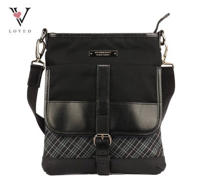 Burberry Black Label Crossbody Bag In Black Nylon & Leather