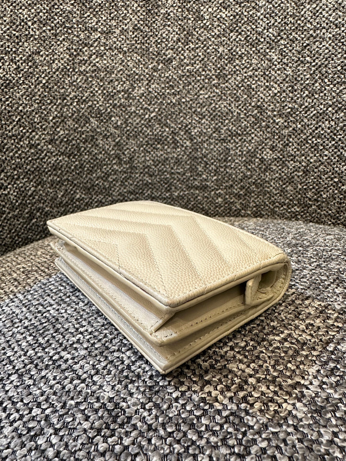 Yves Saint Laurent Cassandre Matelassé Small Envelope Wallet in Grain De Poudre Leather