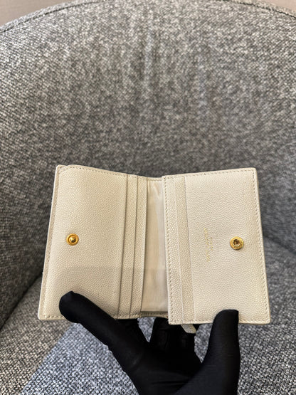 Yves Saint Laurent Cassandre Matelassé Small Envelope Wallet in Grain De Poudre Leather