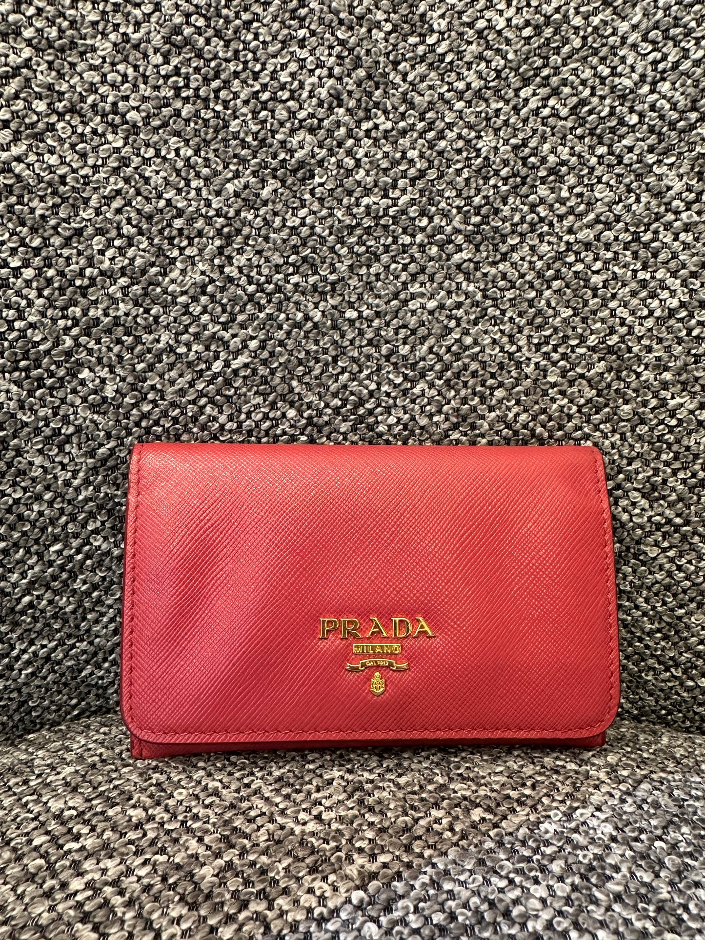 Prada Compact Wallet in Pink Saffiano Leather
