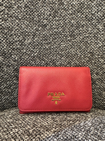 Prada Compact Wallet in Pink Saffiano Leather