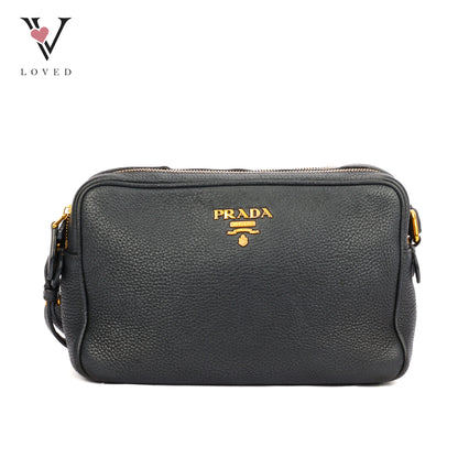Prada Vitello Daino Phenix Leather Double Zip Crossbody Bag