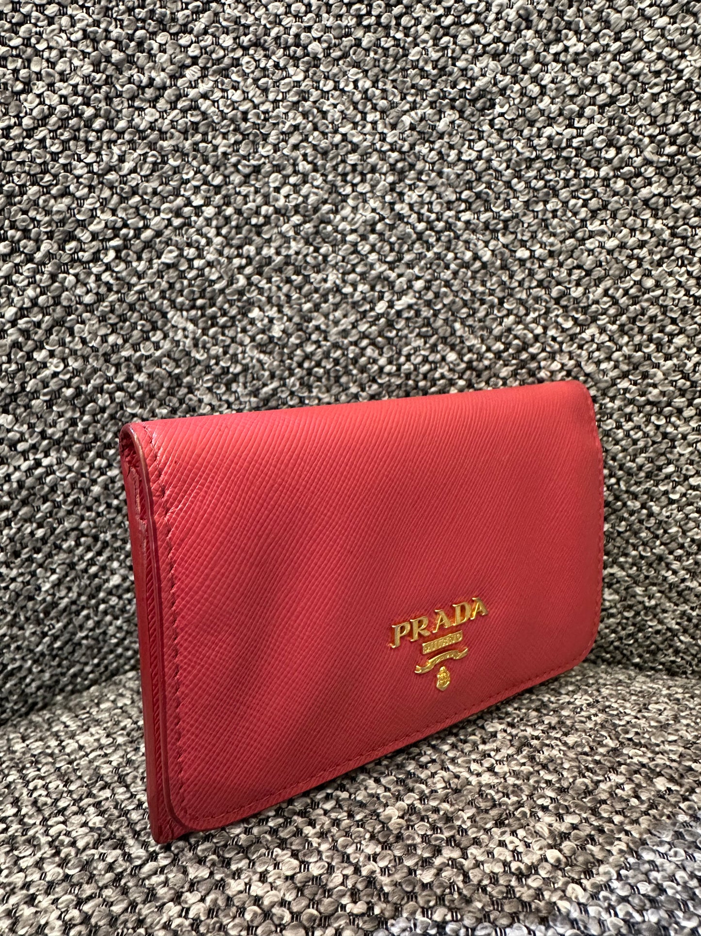 Prada Compact Wallet in Pink Saffiano Leather