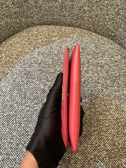 Prada Compact Wallet in Pink Saffiano Leather