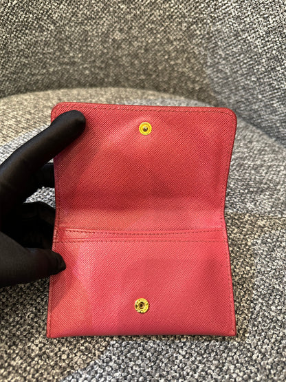 Prada Compact Wallet in Pink Saffiano Leather