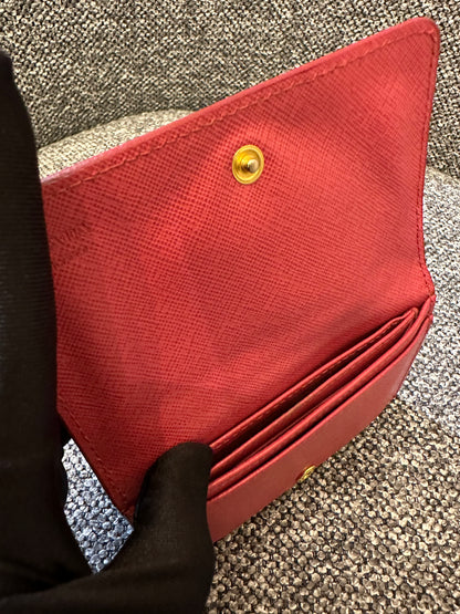 Prada Compact Wallet in Pink Saffiano Leather