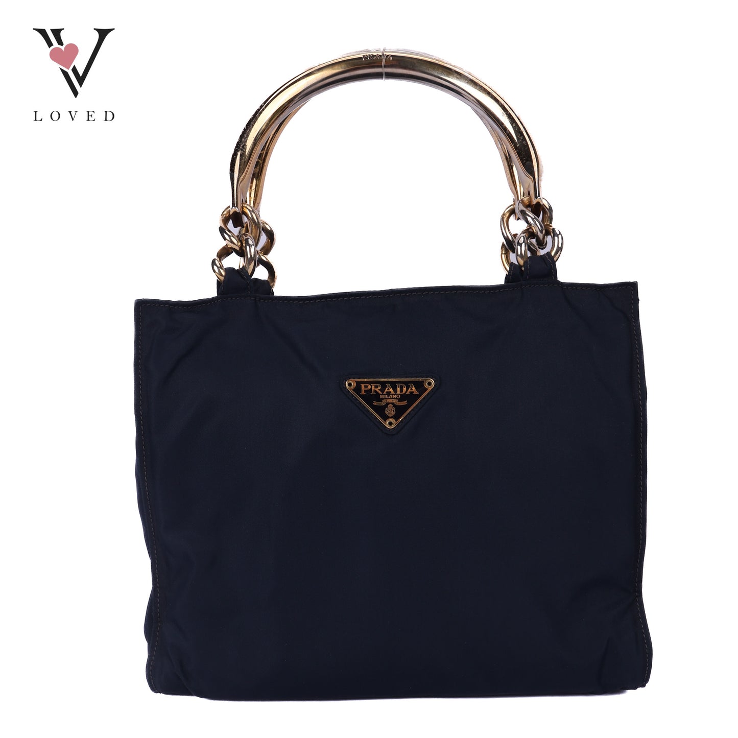 Blue Nylon In Metal Handbag