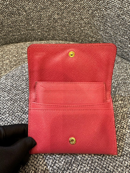 Prada Compact Wallet in Pink Saffiano Leather