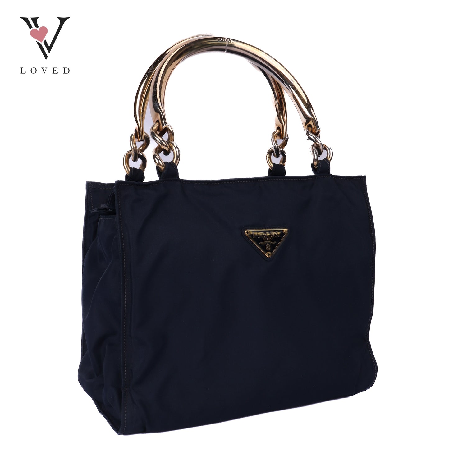 Blue Nylon In Metal Handbag