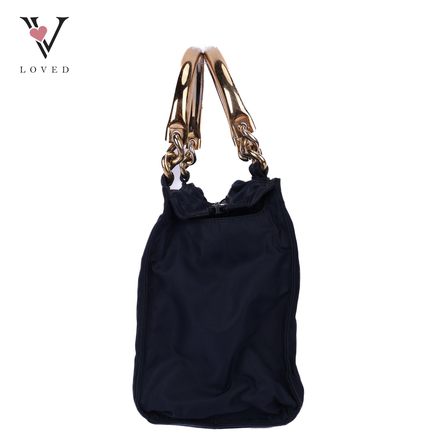 Blue Nylon In Metal Handbag