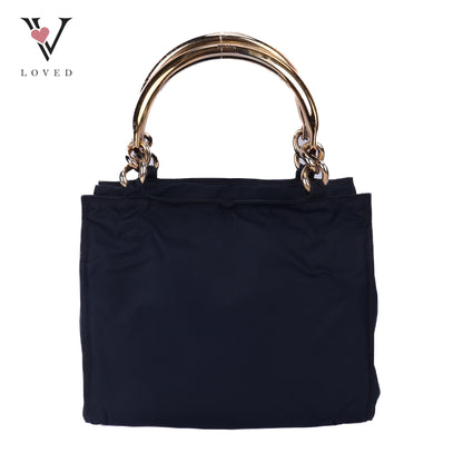 Blue Nylon In Metal Handbag