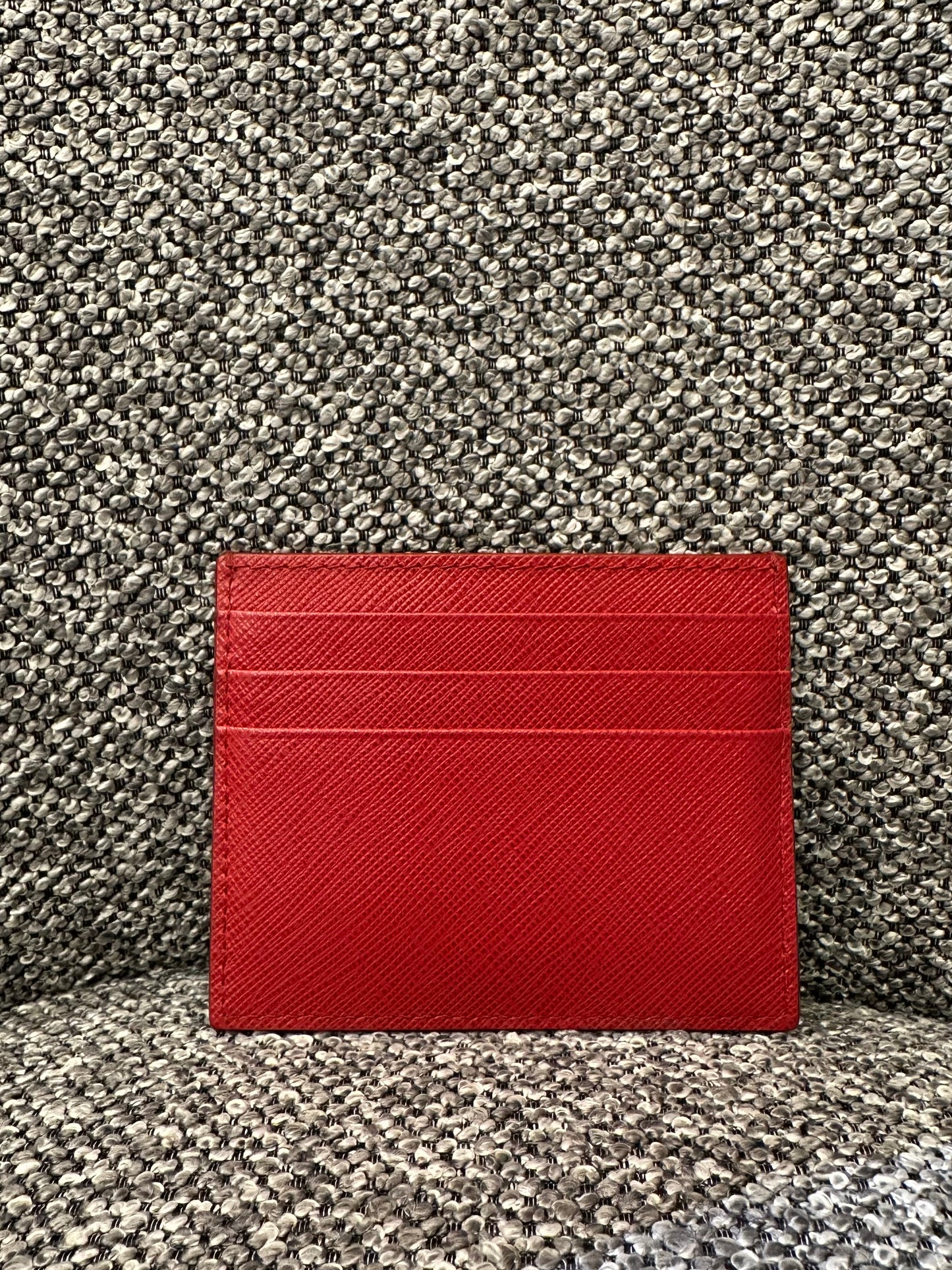 Prada Card Holder In Red Saffiano Leather
