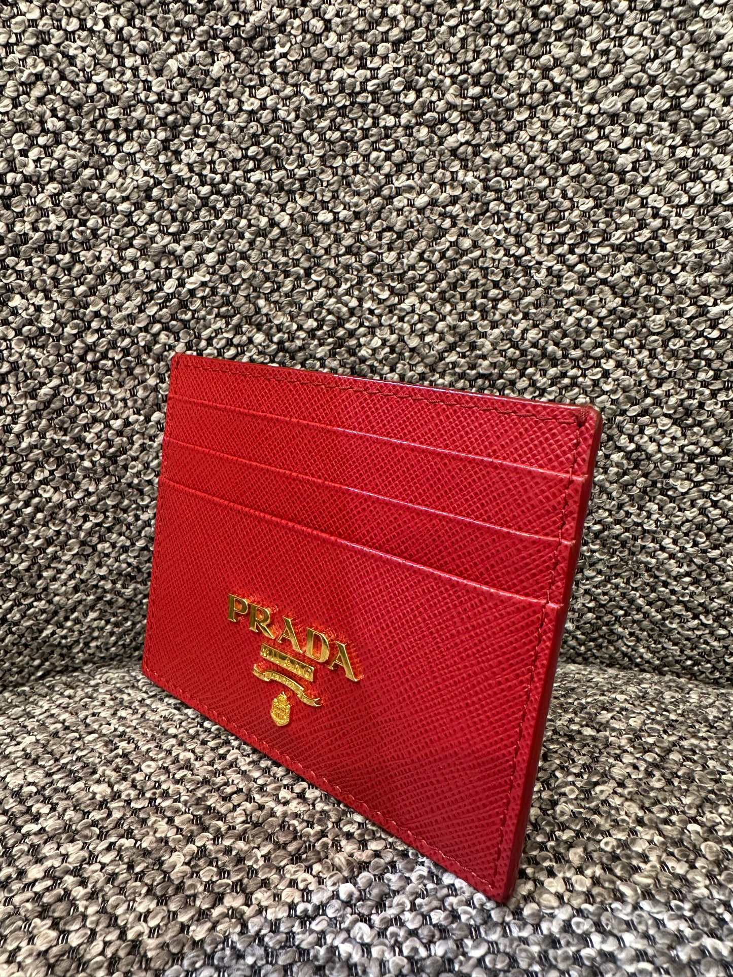 Prada Card Holder In Red Saffiano Leather
