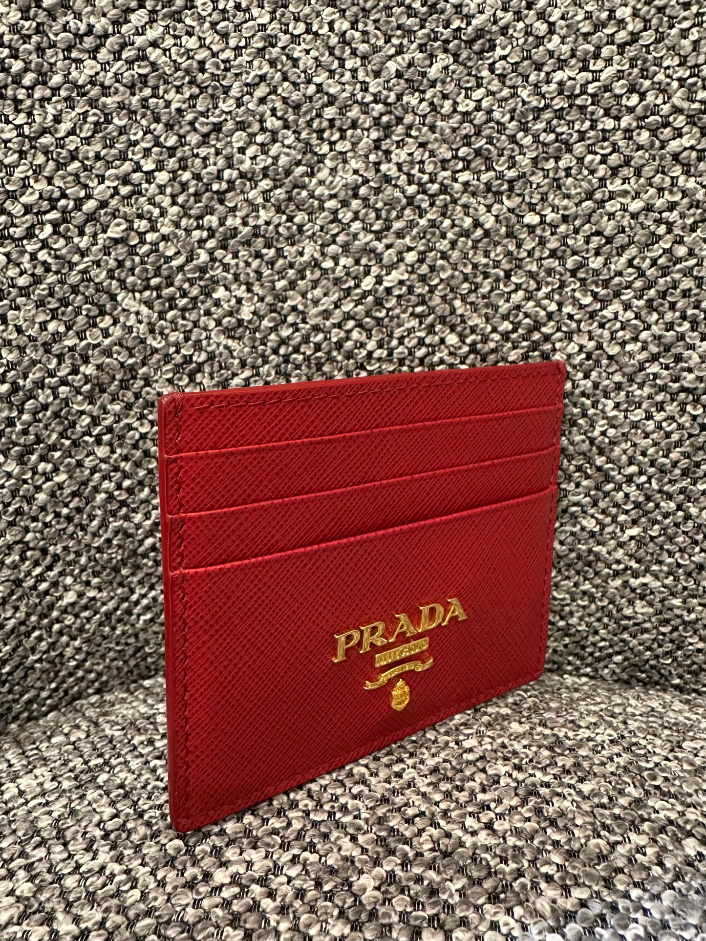 Prada Card Holder In Red Saffiano Leather