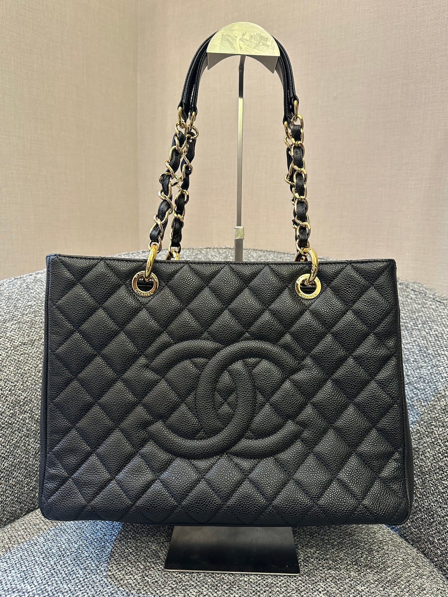 Chanel Grand Shopping Tote (GST) In Black Caviar Leather