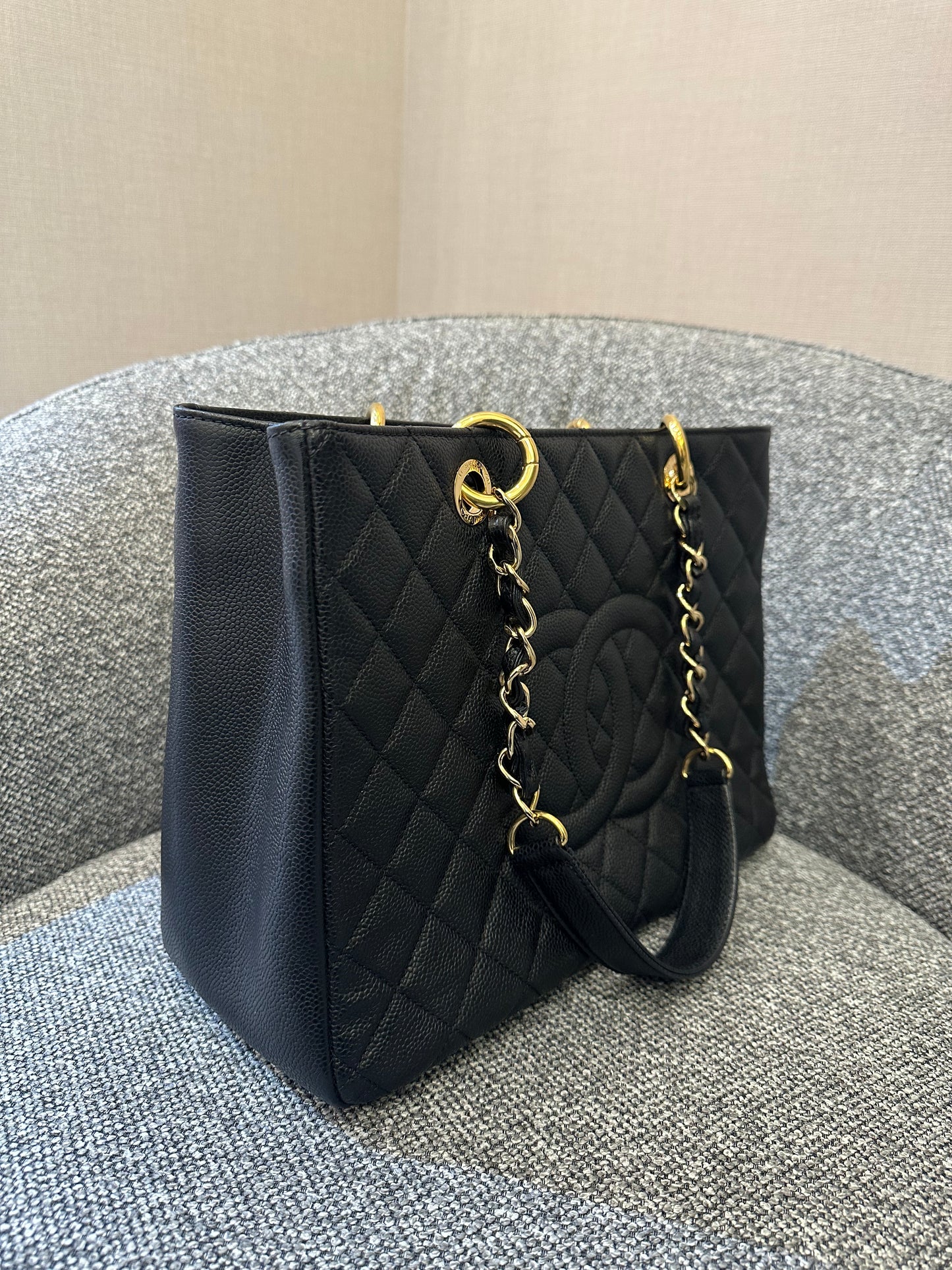 Chanel Grand Shopping Tote (GST) In Black Caviar Leather