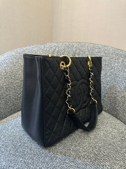Chanel Grand Shopping Tote (GST) In Black Caviar Leather