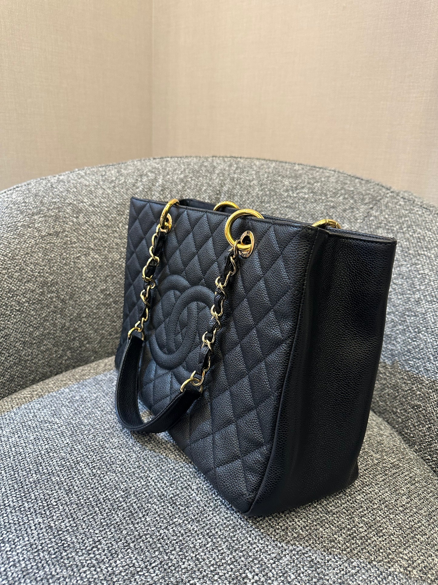 Chanel Grand Shopping Tote (GST) In Black Caviar Leather