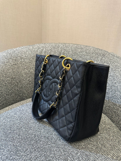 Chanel Grand Shopping Tote (GST) In Black Caviar Leather