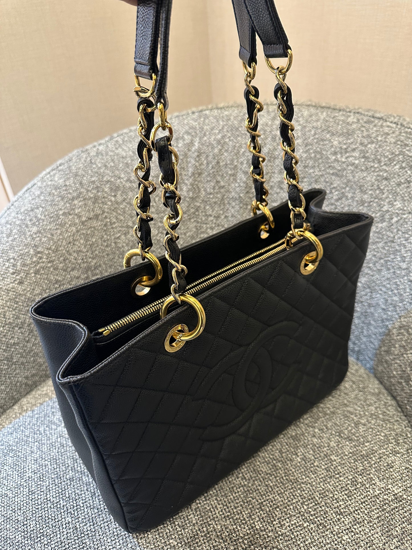Chanel Grand Shopping Tote (GST) In Black Caviar Leather