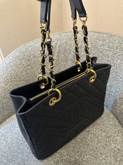 Chanel Grand Shopping Tote (GST) In Black Caviar Leather